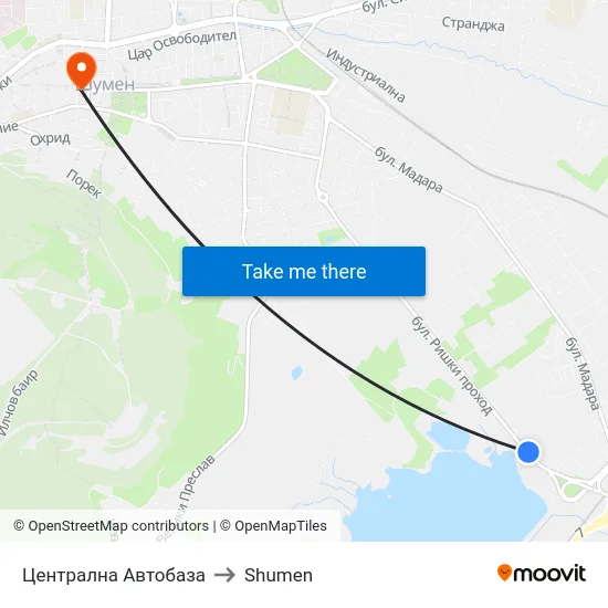 Централна Автобаза to Shumen map