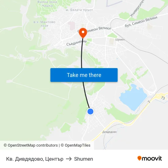 Кв. Дивдядово, Център to Shumen map