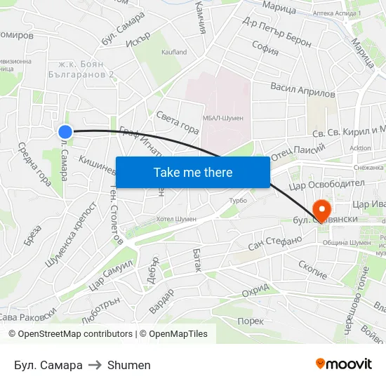 Бул. Самара to Shumen map