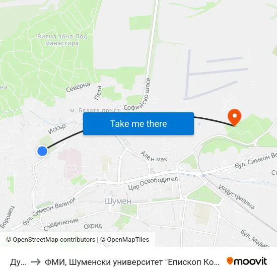 Дунав to ФМИ, Шуменски университет "Епископ Константин Преславски" map