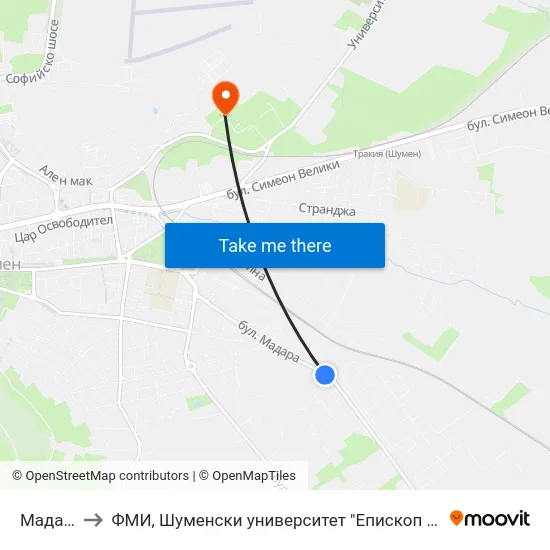 Мадара Ад to ФМИ, Шуменски университет "Епископ Константин Преславски" map