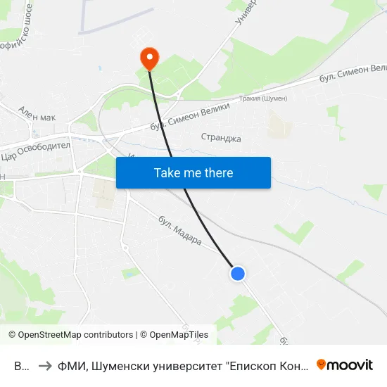 Вела to ФМИ, Шуменски университет "Епископ Константин Преславски" map