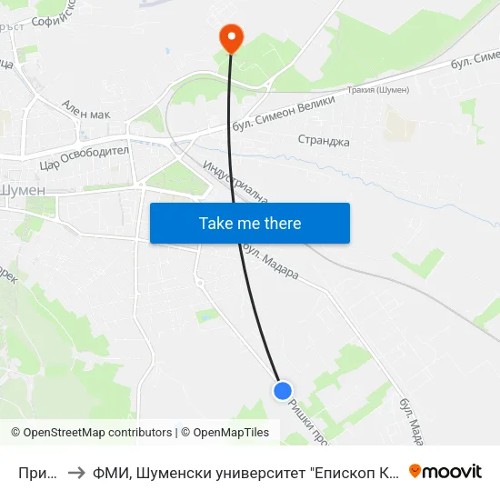 Примекс to ФМИ, Шуменски университет "Епископ Константин Преславски" map