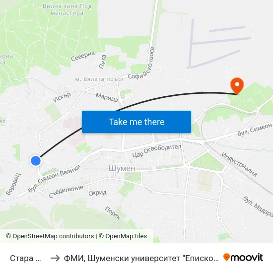 Стара Планина to ФМИ, Шуменски университет "Епископ Константин Преславски" map