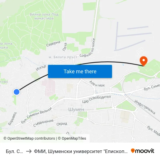 Бул. Самара to ФМИ, Шуменски университет "Епископ Константин Преславски" map