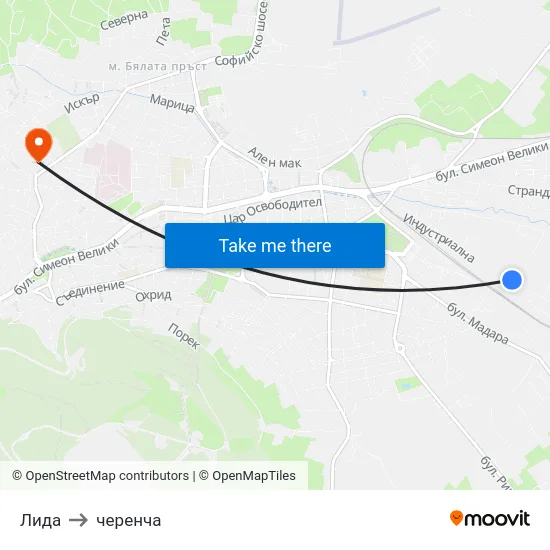 Лида to черенча map