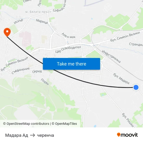 Мадара Ад to черенча map