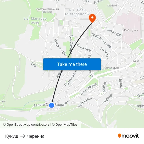 Кукуш to черенча map