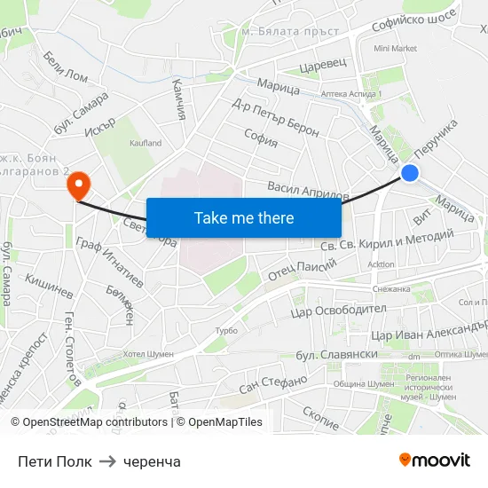 Пети Полк to черенча map