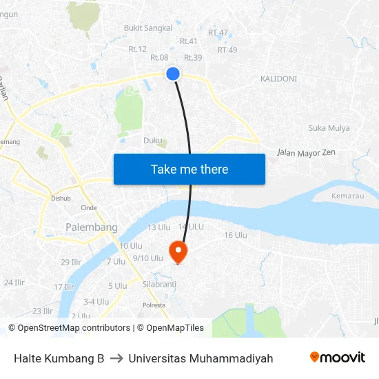 Halte Kumbang B to Universitas Muhammadiyah map