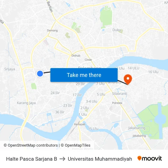 Halte Pasca Sarjana B to Universitas Muhammadiyah map