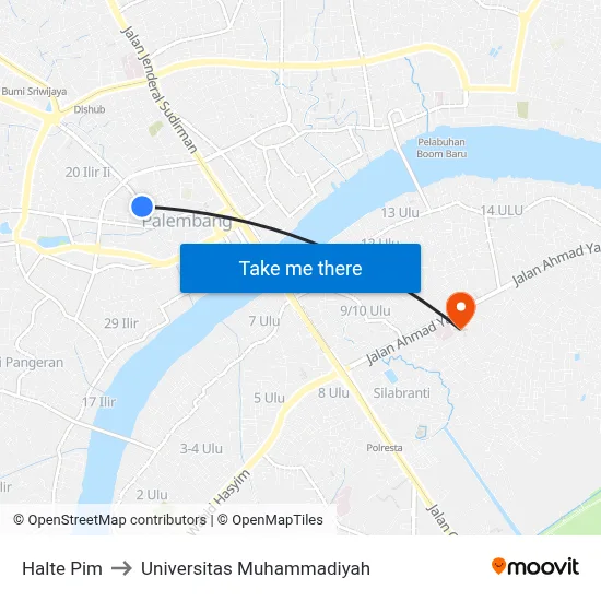 Halte Pim to Universitas Muhammadiyah map