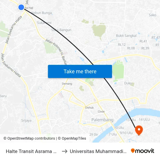 Halte Transit Asrama Haji to Universitas Muhammadiyah map