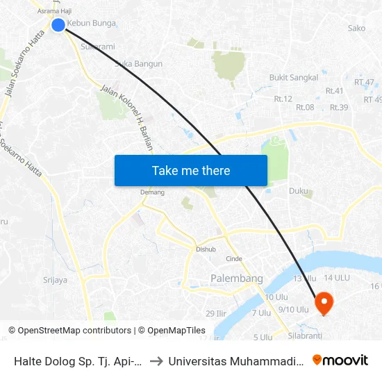 Halte Dolog Sp. Tj. Api-Api to Universitas Muhammadiyah map