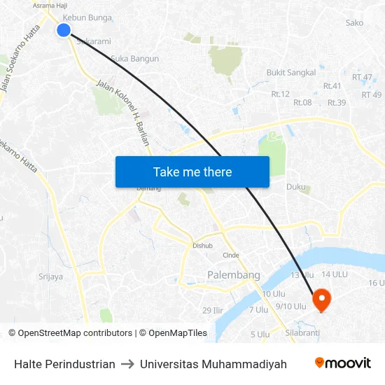 Halte Perindustrian to Universitas Muhammadiyah map
