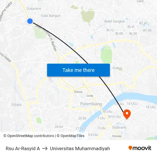 Rsu Ar-Rasyid A to Universitas Muhammadiyah map