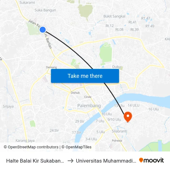 Halte Balai Kir Sukabangun to Universitas Muhammadiyah map