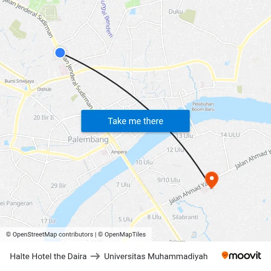 Halte Hotel the Daira to Universitas Muhammadiyah map