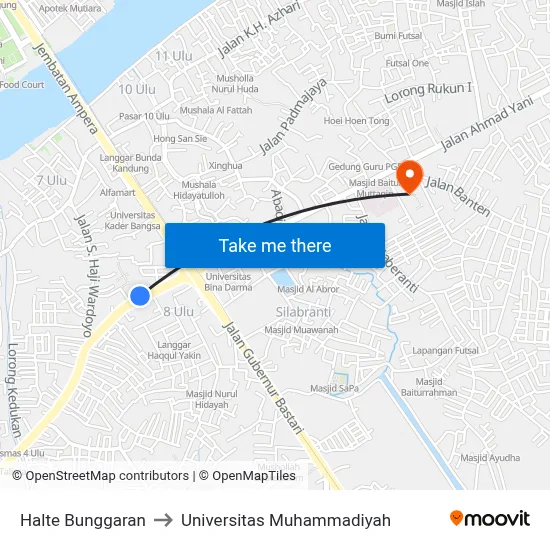 Halte Bunggaran to Universitas Muhammadiyah map