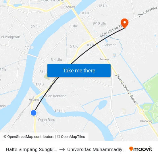 Halte Simpang Sungki B to Universitas Muhammadiyah map