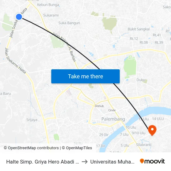 Halte Simp. Griya Hero Abadi B/Rm. Palapa to Universitas Muhammadiyah map