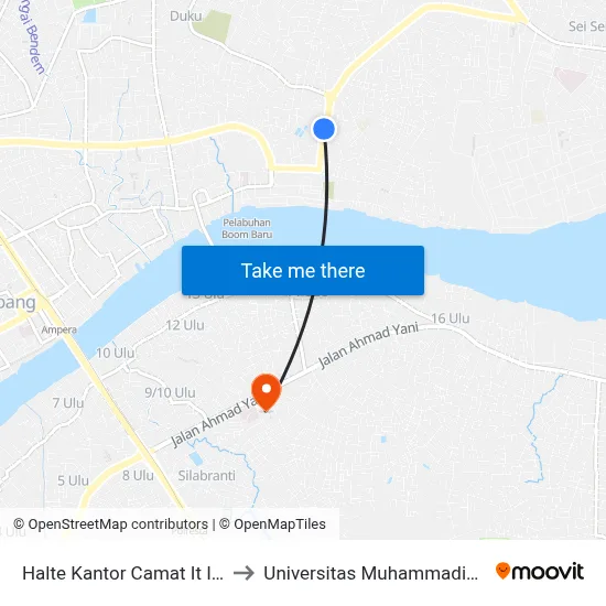 Halte Kantor Camat It II B to Universitas Muhammadiyah map