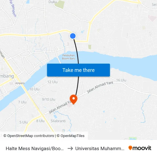 Halte Mess Navigasi/Boom Baru to Universitas Muhammadiyah map