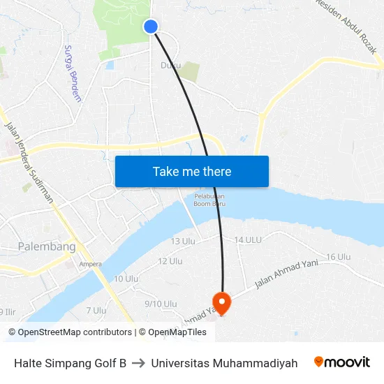 Halte Simpang Golf B to Universitas Muhammadiyah map
