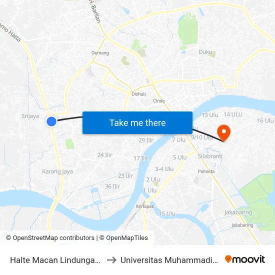Halte Macan Lindungan A to Universitas Muhammadiyah map