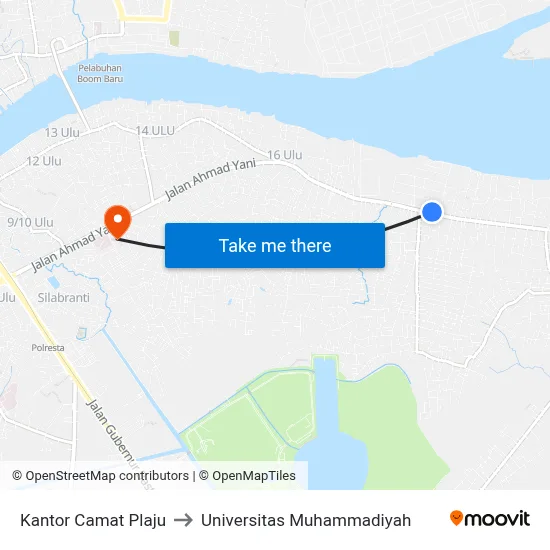 Kantor Camat Plaju to Universitas Muhammadiyah map