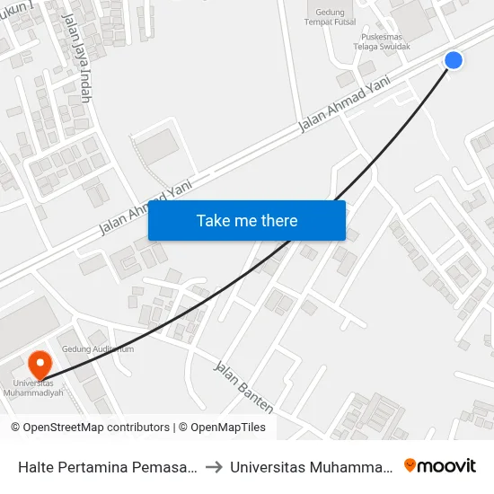 Halte Pertamina Pemasaran A to Universitas Muhammadiyah map