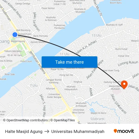 Halte Masjid Agung to Universitas Muhammadiyah map