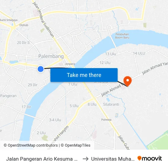 Jalan Pangeran Ario Kesuma Abdurrochim, 306 to Universitas Muhammadiyah map
