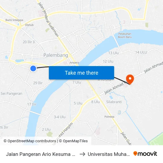 Jalan Pangeran Ario Kesuma Abdurrochim, 22 to Universitas Muhammadiyah map