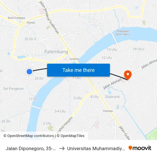 Jalan Diponegoro, 35-41 to Universitas Muhammadiyah map