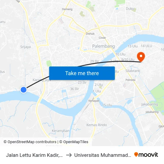 Jalan Lettu Karim Kadir, 550 to Universitas Muhammadiyah map