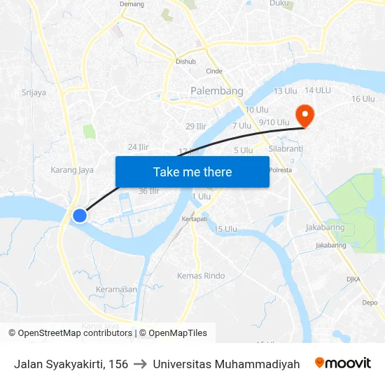Jalan Syakyakirti, 156 to Universitas Muhammadiyah map