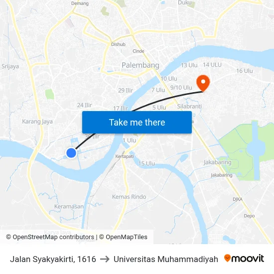 Jalan Syakyakirti, 1616 to Universitas Muhammadiyah map
