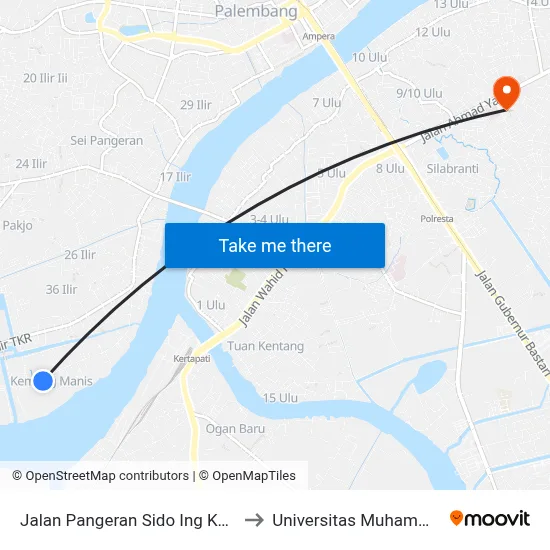 Jalan Pangeran Sido Ing Kenayan, 4 to Universitas Muhammadiyah map