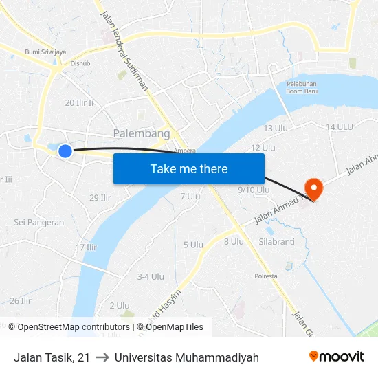 Jalan Tasik, 21 to Universitas Muhammadiyah map