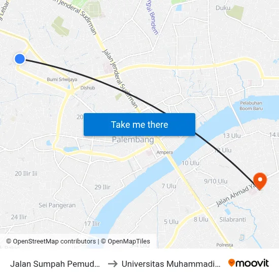 Jalan Sumpah Pemuda, 6 to Universitas Muhammadiyah map