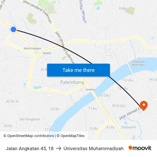 Jalan Angkatan 45, 18 to Universitas Muhammadiyah map