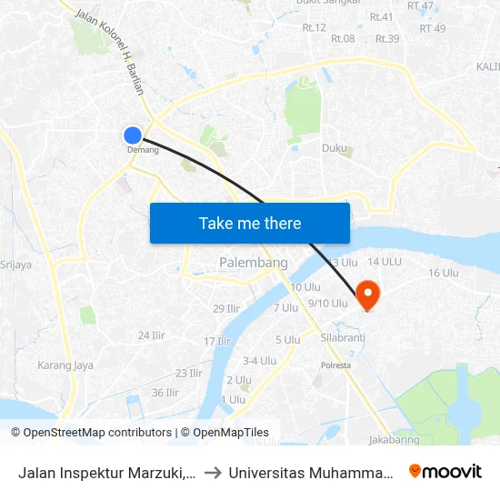 Jalan Inspektur Marzuki, 229 to Universitas Muhammadiyah map