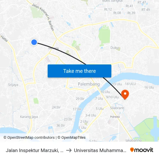 Jalan Inspektur Marzuki, 1472 to Universitas Muhammadiyah map