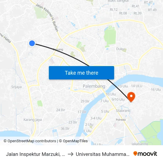 Jalan Inspektur Marzuki, 2266 to Universitas Muhammadiyah map