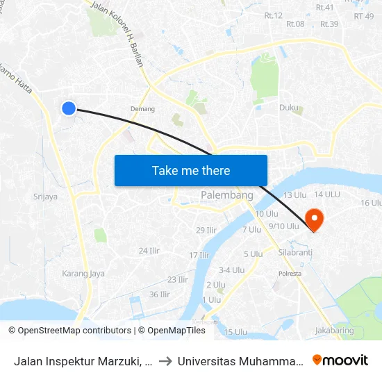 Jalan Inspektur Marzuki, 2391 to Universitas Muhammadiyah map