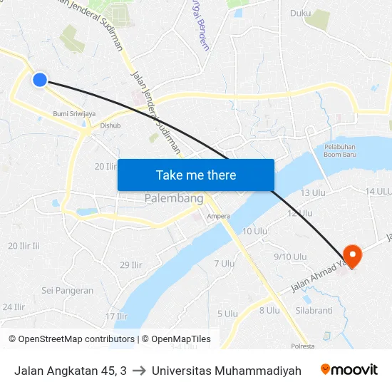 Jalan Angkatan 45, 3 to Universitas Muhammadiyah map