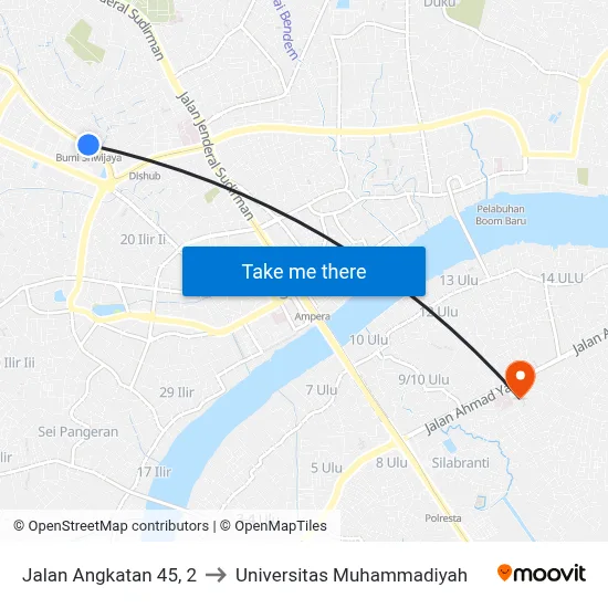 Jalan Angkatan 45, 2 to Universitas Muhammadiyah map