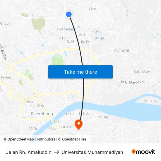 Jalan Rh. Amaluddin to Universitas Muhammadiyah map