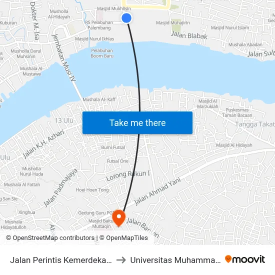 Jalan Perintis Kemerdekaan, 62 to Universitas Muhammadiyah map